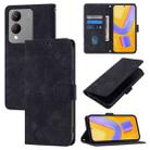 For vivo Y17s 4G Global / Y28 5G India Skin Feel Embossed Leather Phone Case(Black) - 1