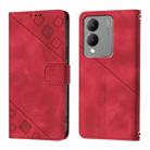 For vivo Y17s 4G Global / Y28 5G India Skin Feel Embossed Leather Phone Case(Red) - 2