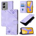 For vivo Y17s 4G Global / Y28 5G India Skin Feel Embossed Leather Phone Case(Light Purple) - 1