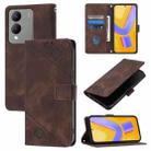 For vivo Y17s 4G Global / Y28 5G India Skin Feel Embossed Leather Phone Case(Brown) - 1