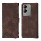 For vivo Y17s 4G Global / Y28 5G India Skin Feel Embossed Leather Phone Case(Brown) - 2