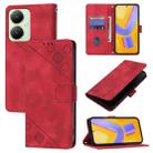 For vivo Y27 4G Global Skin Feel Embossed Leather Phone Case(Red) - 1