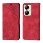 For vivo Y27 4G Global Skin Feel Embossed Leather Phone Case(Red) - 2