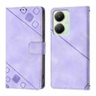 For vivo Y27 4G Global Skin Feel Embossed Leather Phone Case(Light Purple) - 2