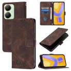 For vivo Y27 4G Global Skin Feel Embossed Leather Phone Case(Brown) - 1