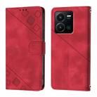 For vivo Y35 4G Global / Y22s 4G Global Skin Feel Embossed Leather Phone Case(Red) - 2