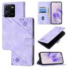 For vivo Y35 4G Global / Y22s 4G Global Skin Feel Embossed Leather Phone Case(Light Purple) - 1