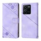 For vivo Y35 4G Global / Y22s 4G Global Skin Feel Embossed Leather Phone Case(Light Purple) - 2