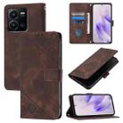 For vivo Y35 4G Global / Y22s 4G Global Skin Feel Embossed Leather Phone Case(Brown) - 1