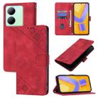 For vivo Y36 4G / 5G Global / Y36 4G India Skin Feel Embossed Leather Phone Case(Red) - 1