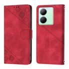 For vivo Y36 4G / 5G Global / Y36 4G India Skin Feel Embossed Leather Phone Case(Red) - 2