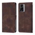 For vivo Y55 5G Global / Y55s 5G / Y75 5G Skin Feel Embossed Leather Phone Case(Brown) - 2