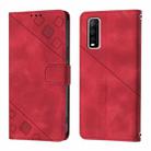 For vivo Y70s Skin Feel Embossed Leather Phone Case(Red) - 2