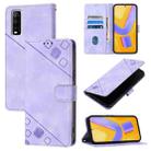 For vivo Y70s Skin Feel Embossed Leather Phone Case(Light Purple) - 1