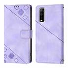 For vivo Y70s Skin Feel Embossed Leather Phone Case(Light Purple) - 2