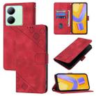 For vivo Y78 5G / Y78+ 5G Global / V29 Lite Skin Feel Embossed Leather Phone Case(Red) - 1