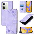 For vivo Y100 5G IDN / Y200e 5G Global Skin Feel Embossed Leather Phone Case(Light Purple) - 1