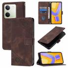 For vivo Y100 5G IDN / Y200e 5G Global Skin Feel Embossed Leather Phone Case(Brown) - 1