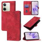 For vivo Y100 5G Global Skin Feel Embossed Leather Phone Case(Red) - 1