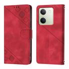 For vivo Y100 5G Global Skin Feel Embossed Leather Phone Case(Red) - 2