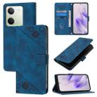 For vivo Y100 5G Global Skin Feel Embossed Leather Phone Case(Blue) - 1