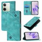 For vivo Y100 5G Global Skin Feel Embossed Leather Phone Case(Green) - 1