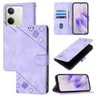 For vivo Y100 5G Global Skin Feel Embossed Leather Phone Case(Light Purple) - 1