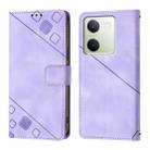 For vivo Y100 5G Global Skin Feel Embossed Leather Phone Case(Light Purple) - 2