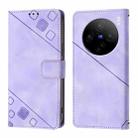 For vivo X100 Skin Feel Embossed Leather Phone Case(Light Purple) - 2