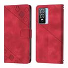 For vivo Y76 5G Skin Feel Embossed Leather Phone Case(Red) - 2