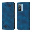 For vivo Y76 5G Skin Feel Embossed Leather Phone Case(Blue) - 2