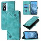 For vivo Y76 5G Skin Feel Embossed Leather Phone Case(Green) - 1