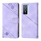 For vivo Y76 5G Skin Feel Embossed Leather Phone Case(Light Purple) - 2