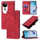 For vivo S19 Pro Skin Feel Embossed Leather Phone Case(Red) - 1