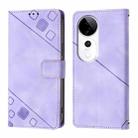 For vivo S19 Pro Skin Feel Embossed Leather Phone Case(Light Purple) - 3