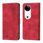 For vivo S19 Skin Feel Embossed Leather Phone Case(Red) - 3