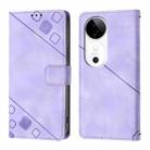 For vivo S19 Skin Feel Embossed Leather Phone Case(Light Purple) - 3