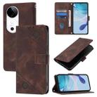 For vivo S19 Skin Feel Embossed Leather Phone Case(Brown) - 1