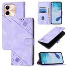 For vivo Y28 4G Skin Feel Embossed Leather Phone Case(Light Purple) - 1