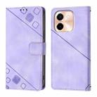 For vivo Y28 4G Skin Feel Embossed Leather Phone Case(Light Purple) - 3