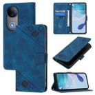 For vivo V50 5G Global Skin Feel Embossed Leather Phone Case(Blue) - 1
