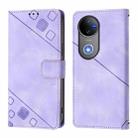 For vivo V50 5G Global Skin Feel Embossed Leather Phone Case(Light Purple) - 2