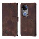 For vivo V50 5G Global Skin Feel Embossed Leather Phone Case(Brown) - 2