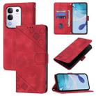 For vivo Y29 4G Global Skin Feel Embossed Leather Phone Case(Red) - 1