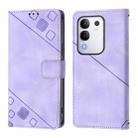 For vivo Y29 4G Global Skin Feel Embossed Leather Phone Case(Light Purple) - 2