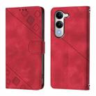 For vivo Y29S 5G / Y04 4G Global Skin Feel Embossed Leather Phone Case(Red) - 2