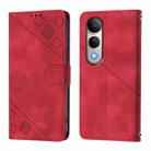 For vivo V50 Lite 5G Skin Feel Embossed Leather Phone Case(Red) - 2