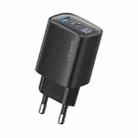 USAMS CC229 30W USB+USB-C / Type-C Dual Port GaN Digital Display Charger, Specifications: EU Plug(Black) - 1