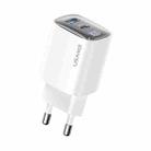 USAMS CC229 30W USB+USB-C / Type-C Dual Port GaN Digital Display Charger, Specifications: EU Plug(White) - 1