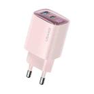 USAMS CC229 30W USB+USB-C / Type-C Dual Port GaN Digital Display Charger, Specifications: EU Plug(Pink) - 1